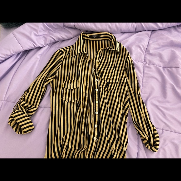 S Line black label stripe print button down blouse - Picture 6 of 6